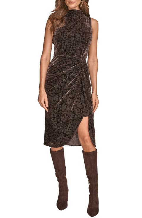 Geo Velvet Burnout Sleeveless Midi Dress