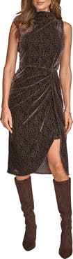 Donna Karan New York Geo Velvet Burnout Sleeveless Midi Dress