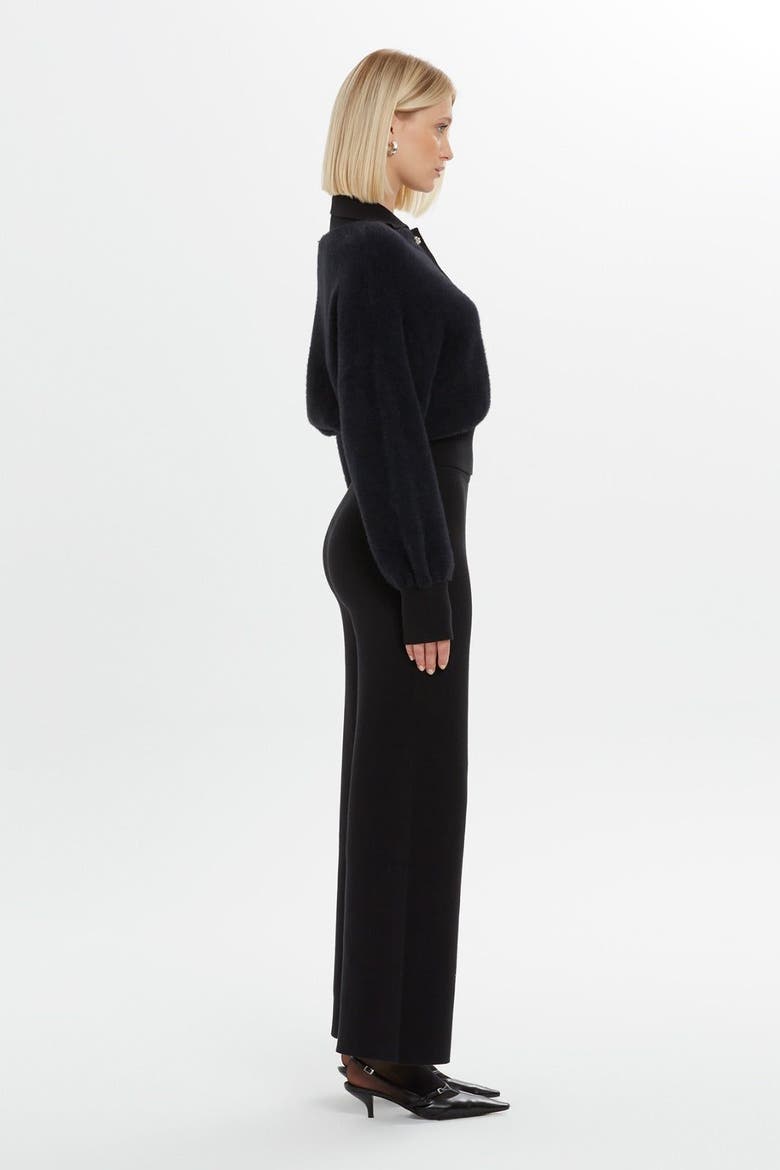 Shirt Collar Front Button Detail Black Blouse, Alternate, color, Black