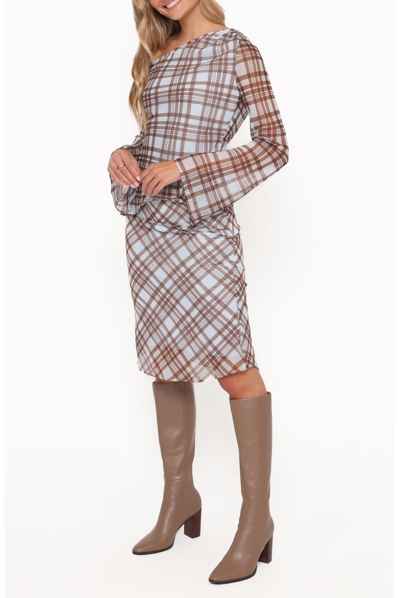 Josiana Plaid Midi Pencil Skirt, Alternate, color, BLUE/ BROWN PLAID