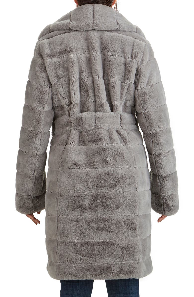 Kenneth Cole New York Grooved Faux Fur Belted Coat, Alternate, color, 