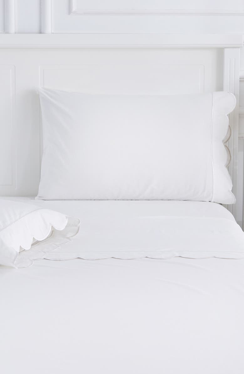 MELANGE HOME Scallop Frame 300 Thread Count Sheet Set, Alternate, color, White