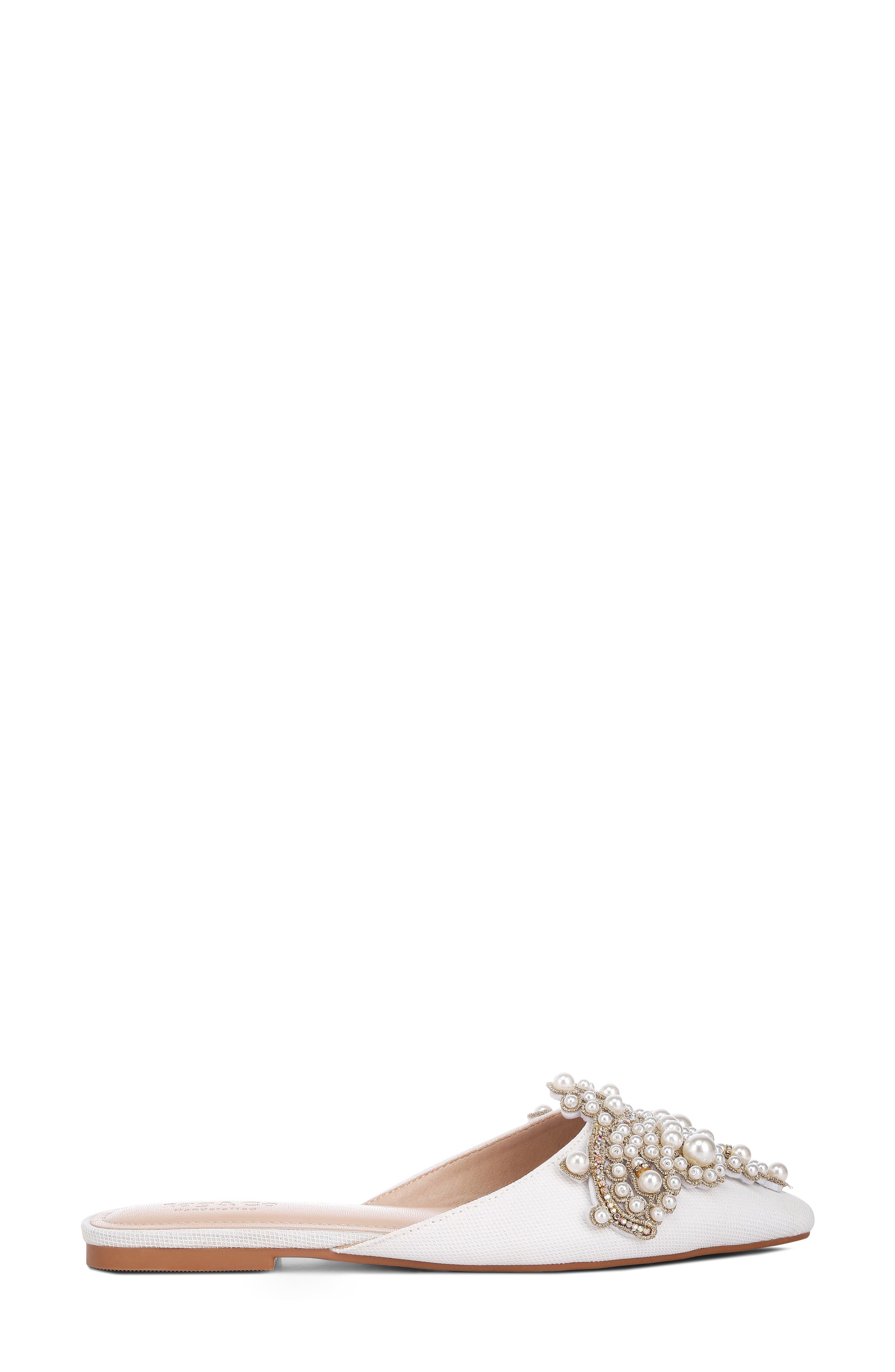 Astre Embellished Pointed Toe Mule, Alternate, color, WHITE