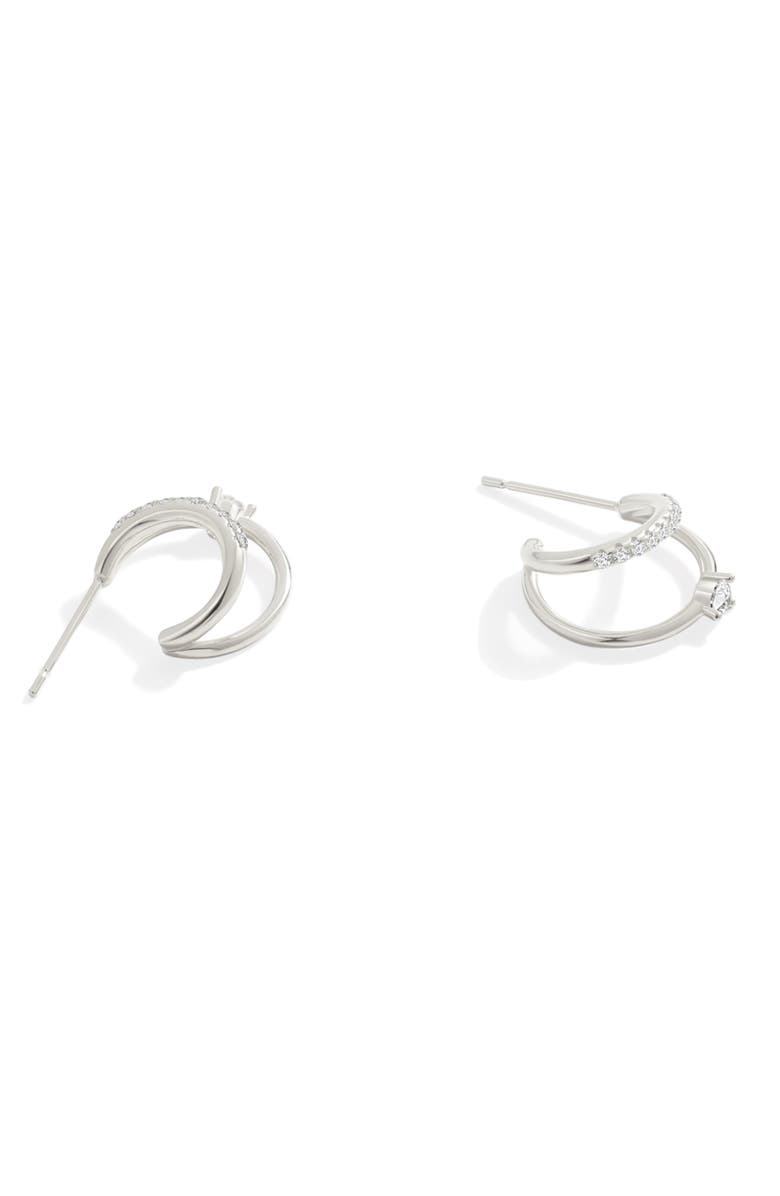 Mint & Lily The Nova Double Hoop Earrings, Alternate, color, Sterling Silver / Zircon