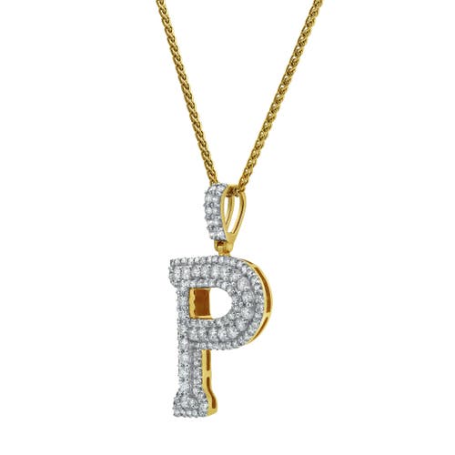 Luvmyjewelry P Initial Diamond Pendant 14k Yellow Gold In 14k Yellow Gold -