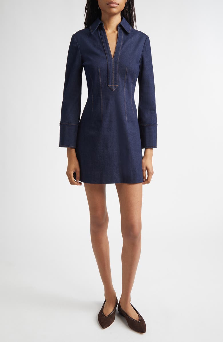 Veronica Beard Raymond Denim Shirtdress, Main, color, Midnight Wash