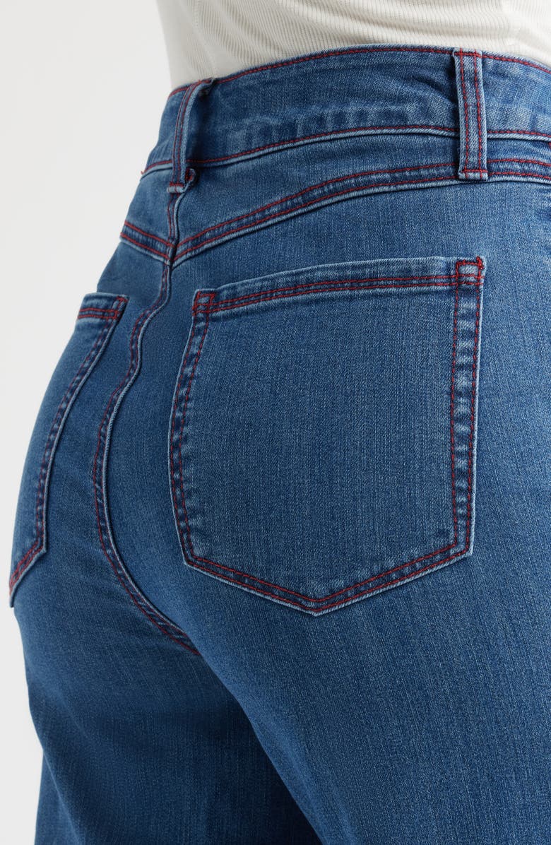 1822 Denim Seamed Raw Hem Wide Leg Jeans, Alternate, color, Iman