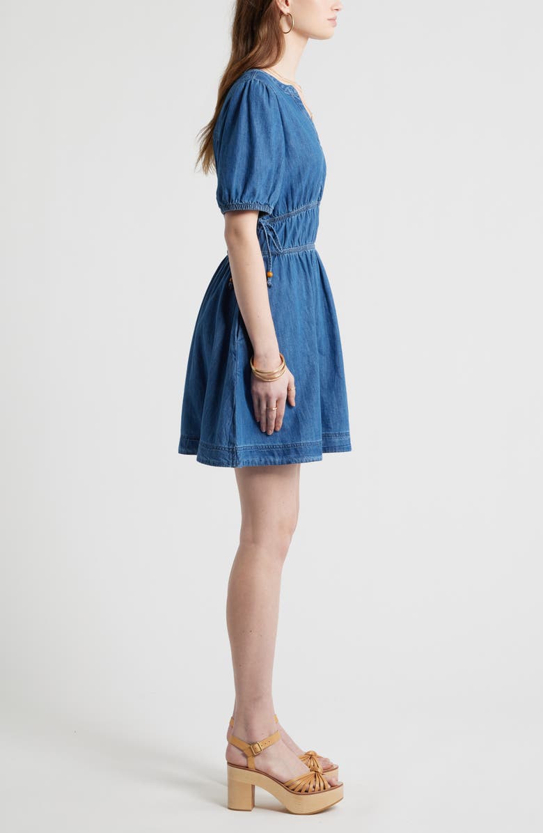 Treasure & Bond Puff Sleeve Cotton Chambray Minidress, Alternate, color, Medium Wash