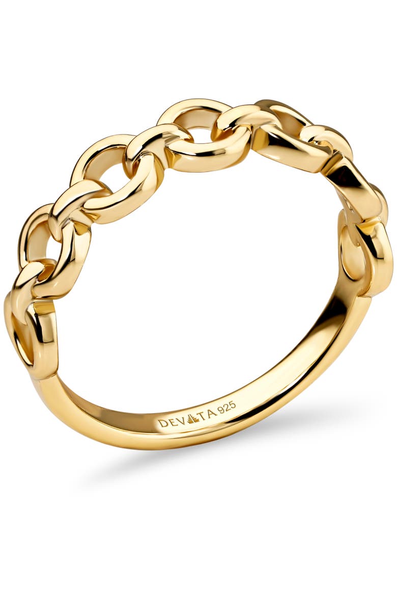 Cable Link Ring in Gold Plated Sterling Silver, Alternate, color, Yellow Gold