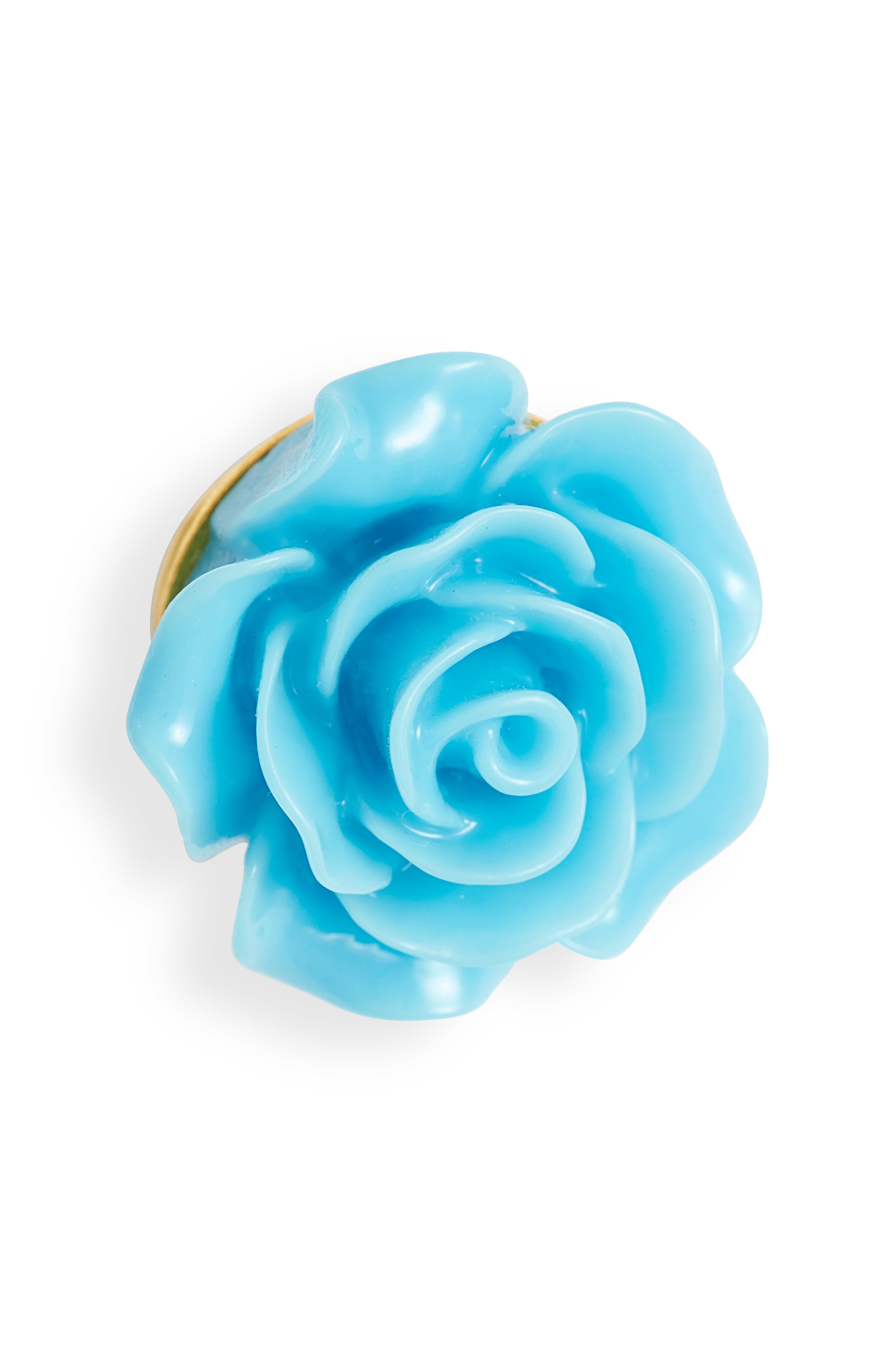 CLIFTON WILSON Floral Lapel Pin in Light Blue 