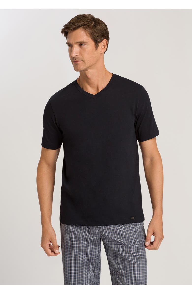 Hanro Living Shirts Cotton V-Neck T-Shirt, Alternate, color, Black