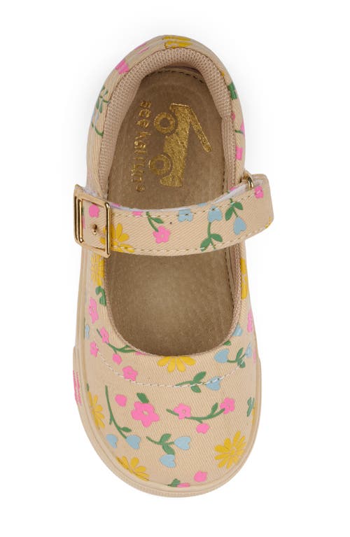See Kai Run Lucia Mary Jane Sneaker In Oatmeal/floral