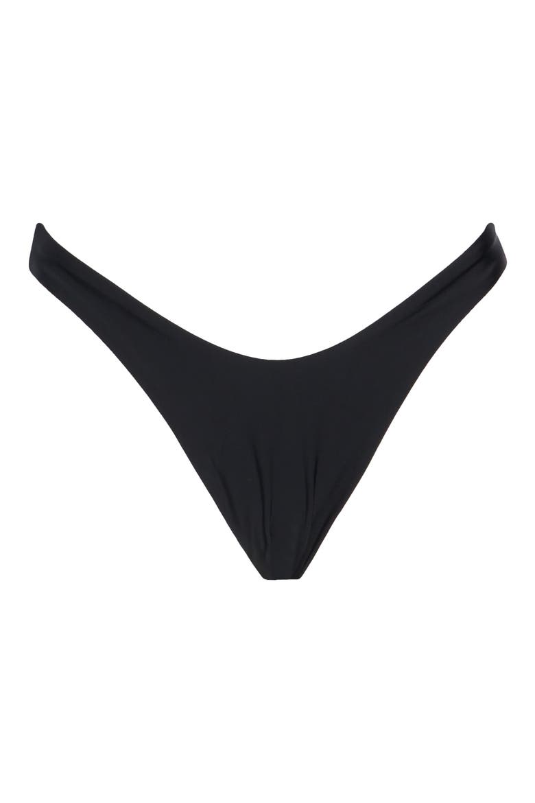 Vitals High Leg Cheeky Bikini Bottoms, Alternate, color, BLACK