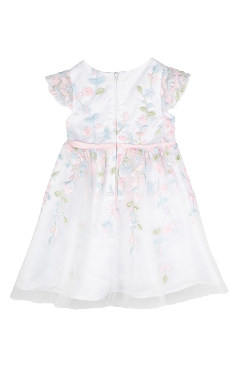 Rare Editions Floral Embroidered Dress, Alternate, color, Ivory