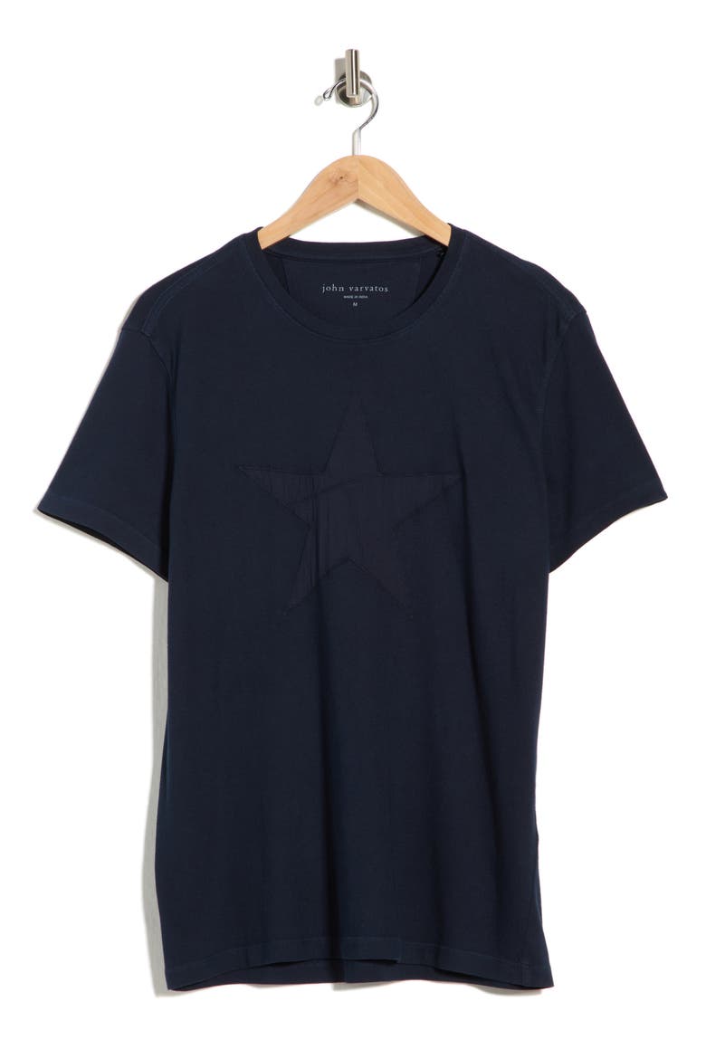 Star Embroidered Cotton T-Shirt, Alternate, color, NAVY