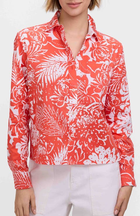 Jodie Tropical Floral Cotton Button-Up Shirt