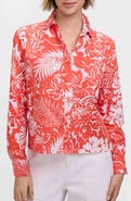 Foxcroft Jodie Tropical Floral Cotton Button-Up Shirt