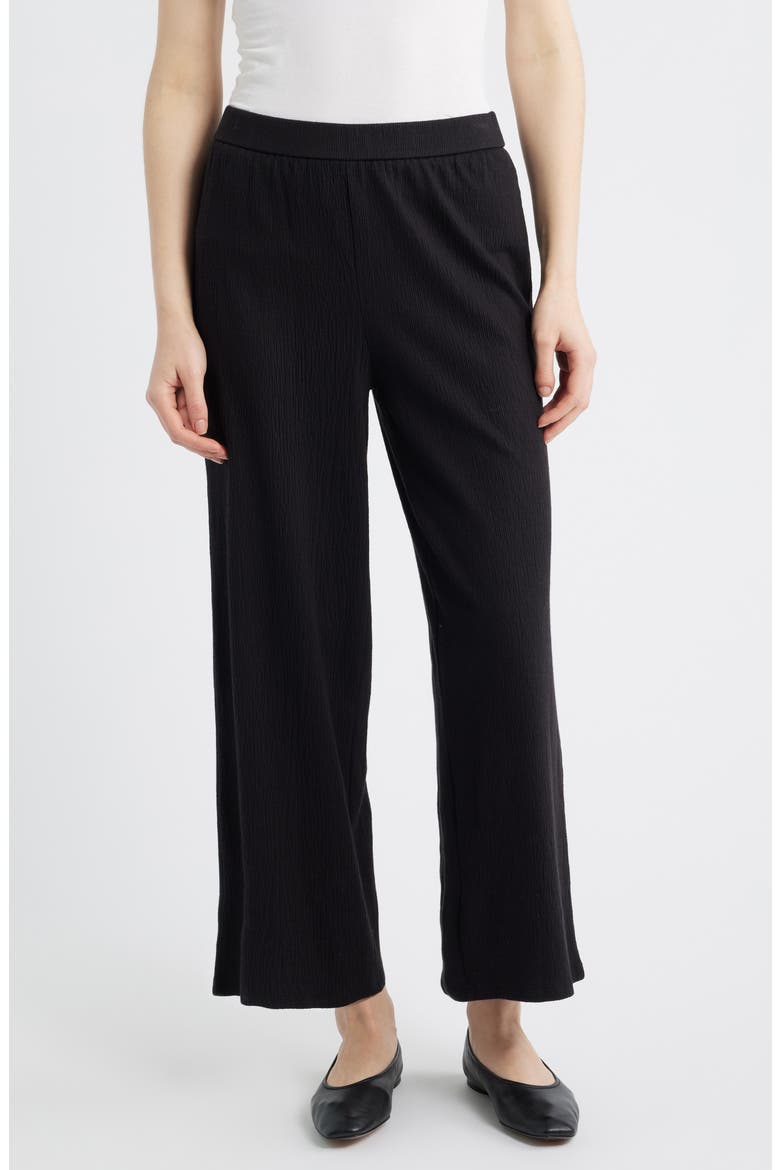 Jersey Ankle Wide Leg Pants, Main, color, BLACK