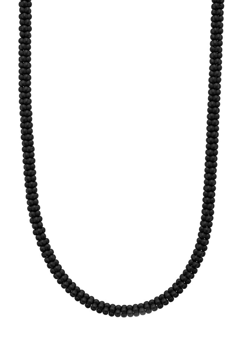 Matte Black Caviar Ceramic Beaded Necklace, Main, color, BLACK