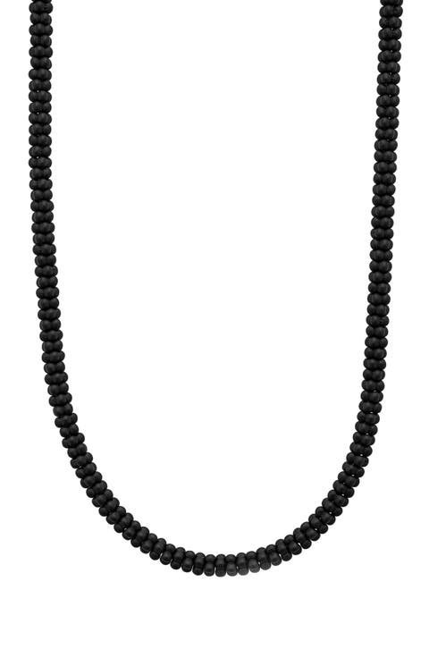 Matte Black Caviar Ceramic Beaded Necklace