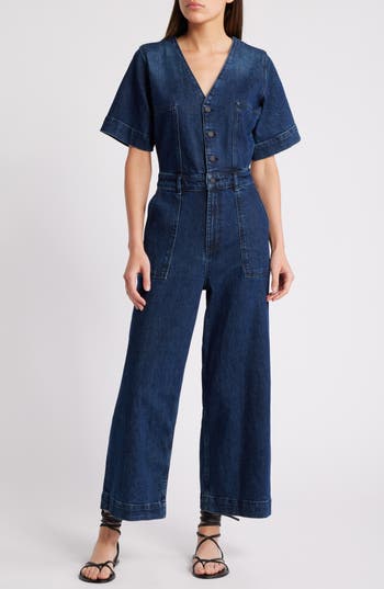 Rails Palisades Wide-leg Denim Jumpsuit In Blue Moon