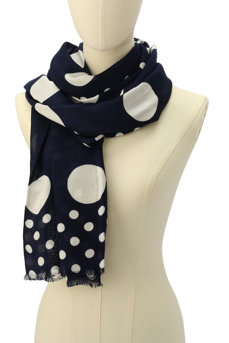breezy dot oblong scarf, Alternate, color, PLANETARY NAVY/ CREAM
