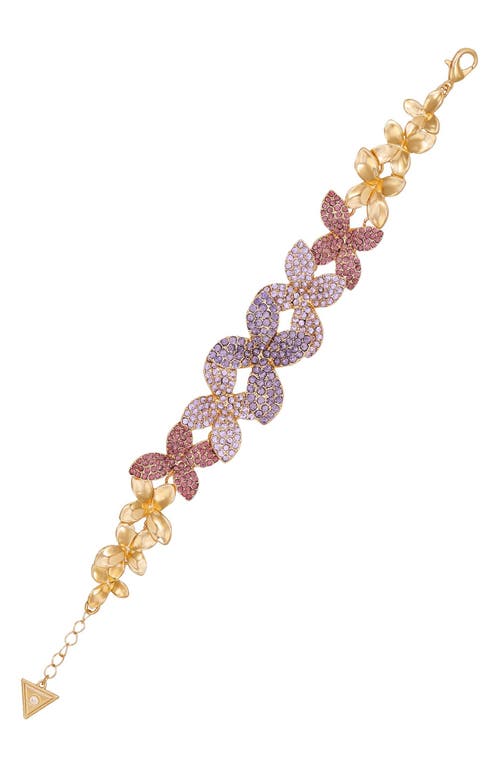 Guess Crystal Flower Chain Bracelet In Gray
