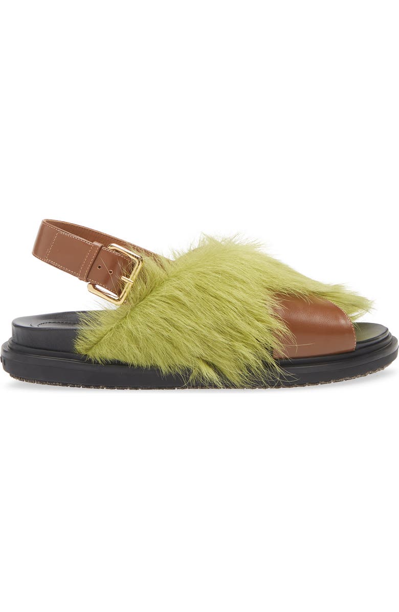 Marni Fussbett Furry Crisscross Slingback Sandal, Alternate, color, Green
