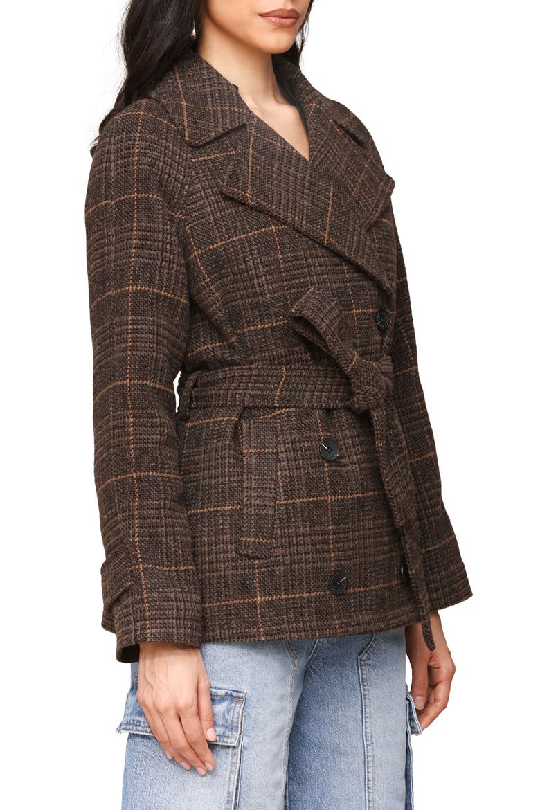 Double Breasted Plaid Coat, Alternate, color, ESTATE PLAID