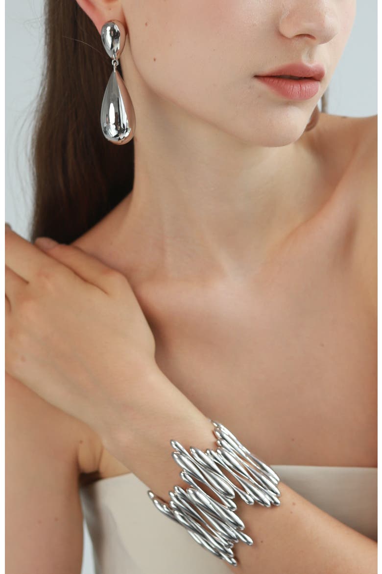 Rain Drop Bangle, Alternate, color, Silver