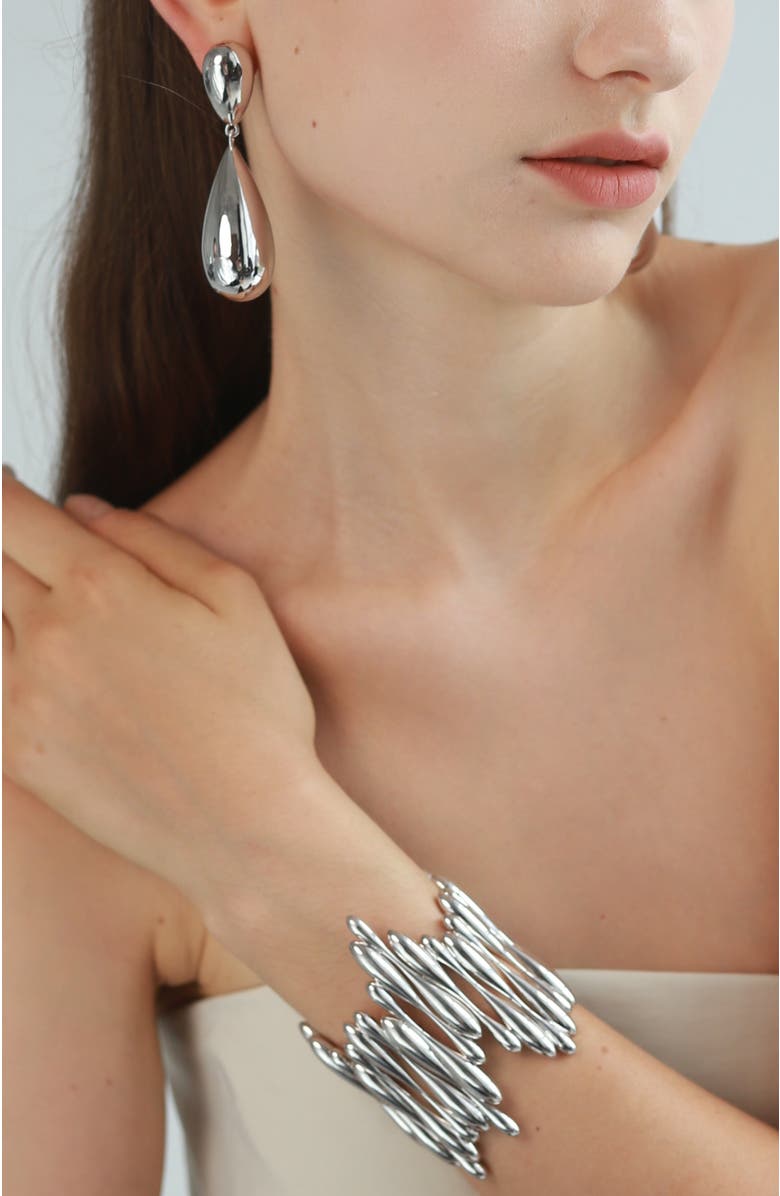 RETRO CHIC Rain Drop Bangle, Alternate, color, Silver