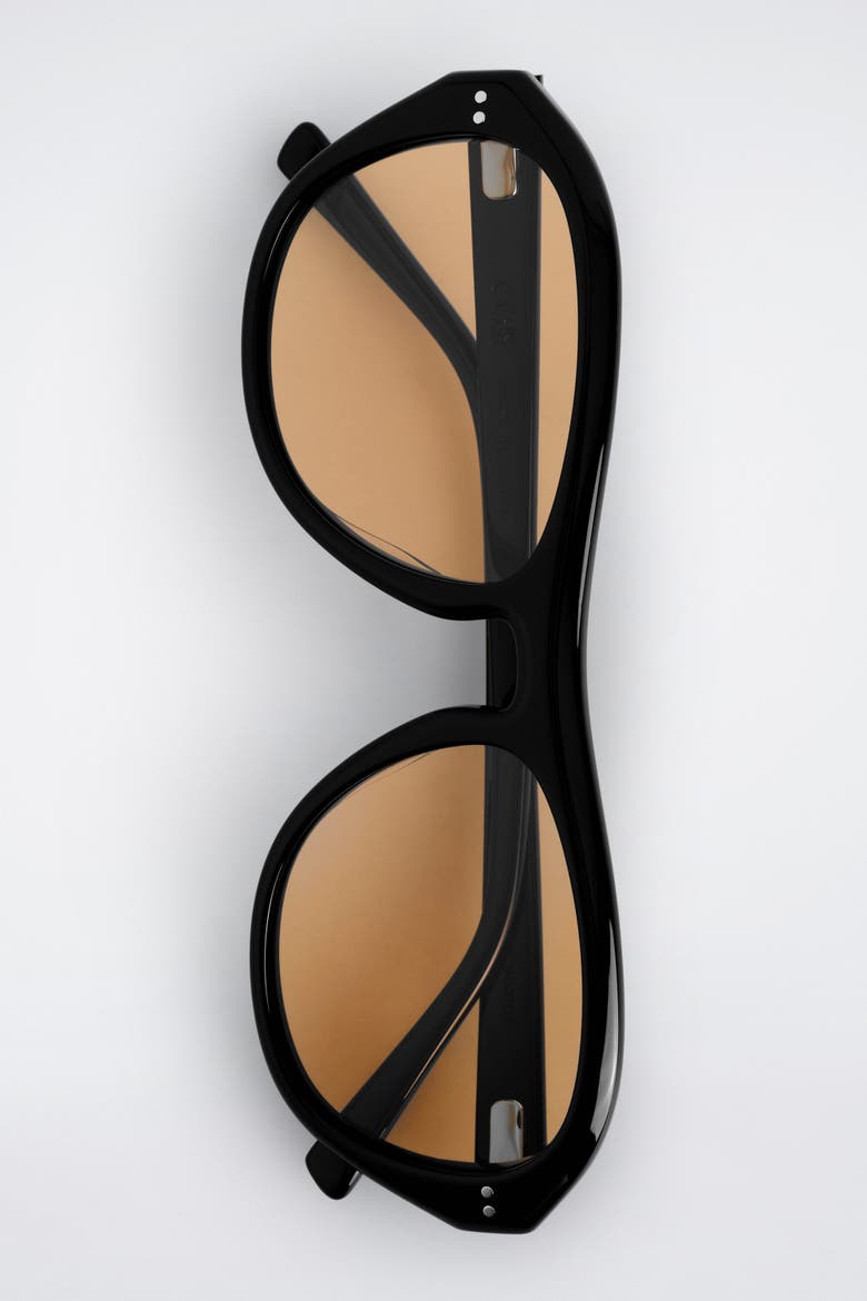 Oval-Frame Sunglasses, Alternate, color, BLACK / ORANGE