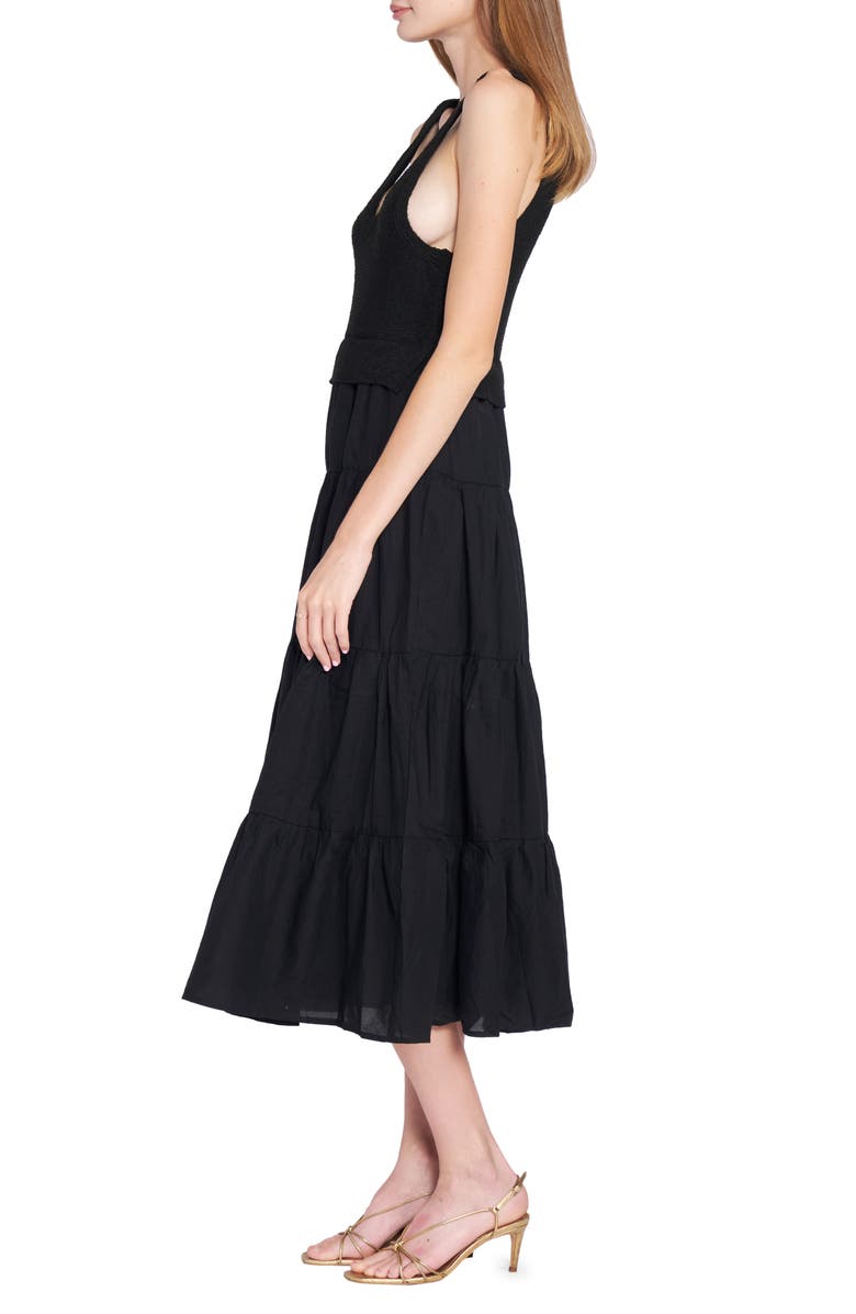 En Saison Mixed Media Tiered Midi Dress, Alternate, color,