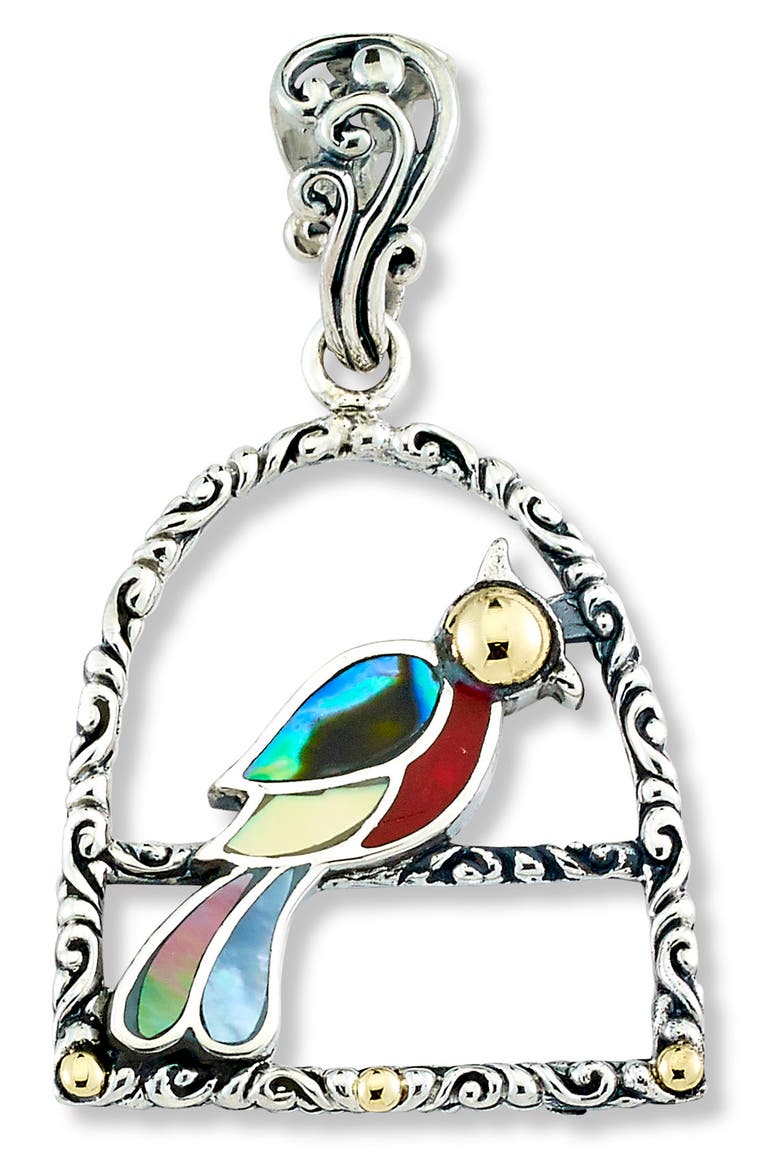 Sterling Silver 18K Yellow Gold Parrot Pendant, Main, color, MULTI