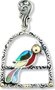 SAMUEL B. Sterling Silver 18K Yellow Gold Parrot Pendant