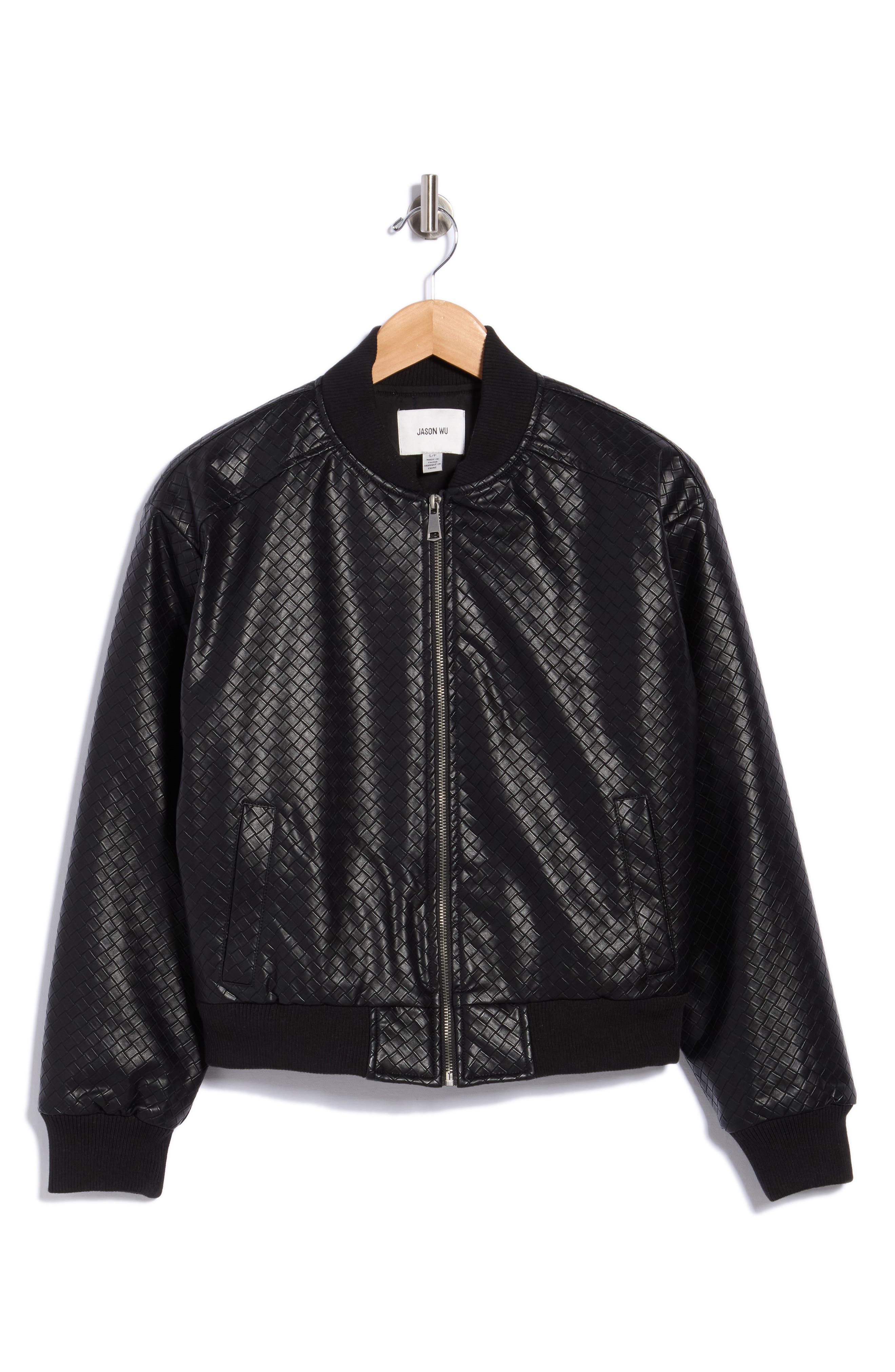 Basketweave Faux Leather Jacket