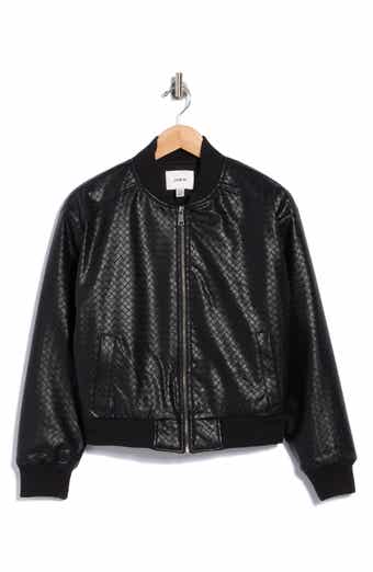 Basketweave Faux Leather Jacket