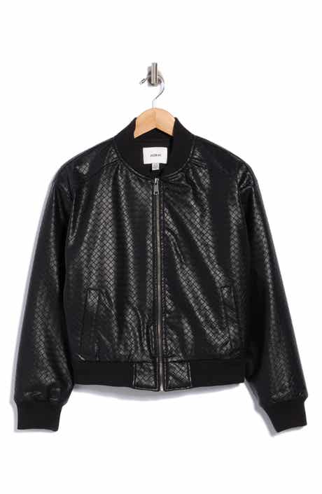 Basketweave Faux Leather Jacket
