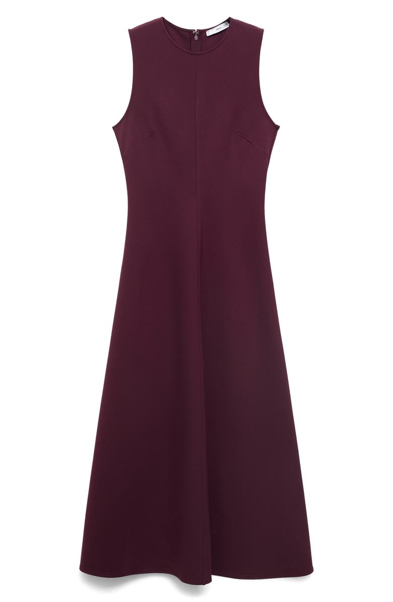 MANGO Sleeveless Flared Dress, Alternate, color, Burgundy