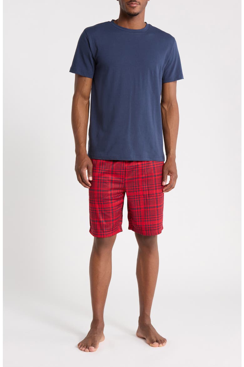 Crewneck Tee and Pajama Shorts Set, Main, color, DRESS BLUE/URBAN RED