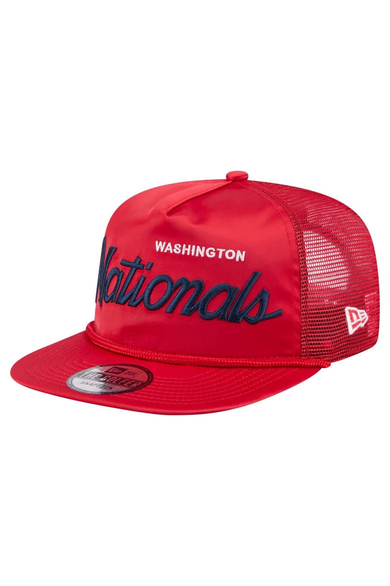 Men's New Era Red Washington Nationals Retro Satin Script Golfer Adjustable Hat, Main, color, Red