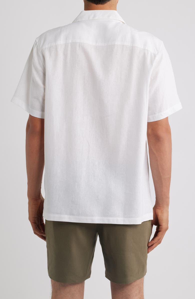 Mack Weldon Relaxed Fit Linen Camp Shirt, Alternate, color, Bright White