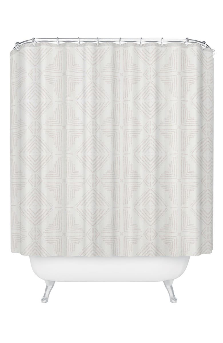 Deny Designs Schatzi Nora Tile Shower Curtain, Main, color, White