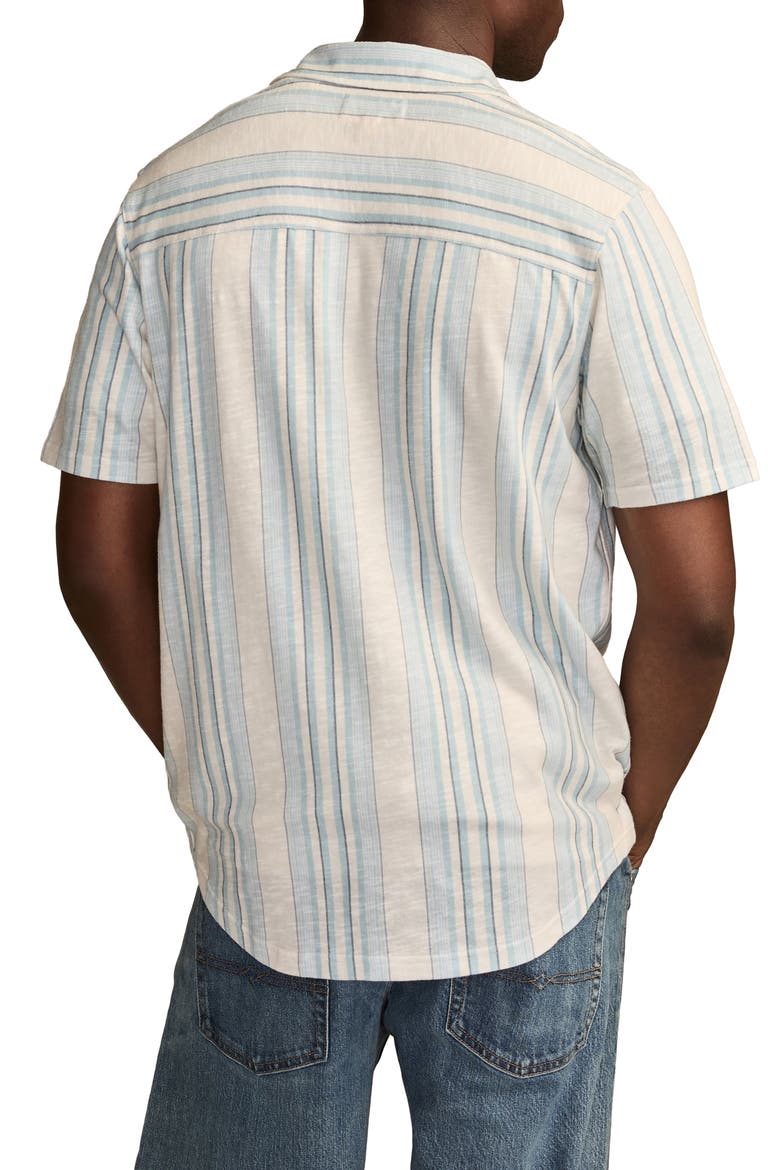 Stripe Short Sleeve Cotton Blend Button-Up Shirt, Alternate, color, BLUE MULTI