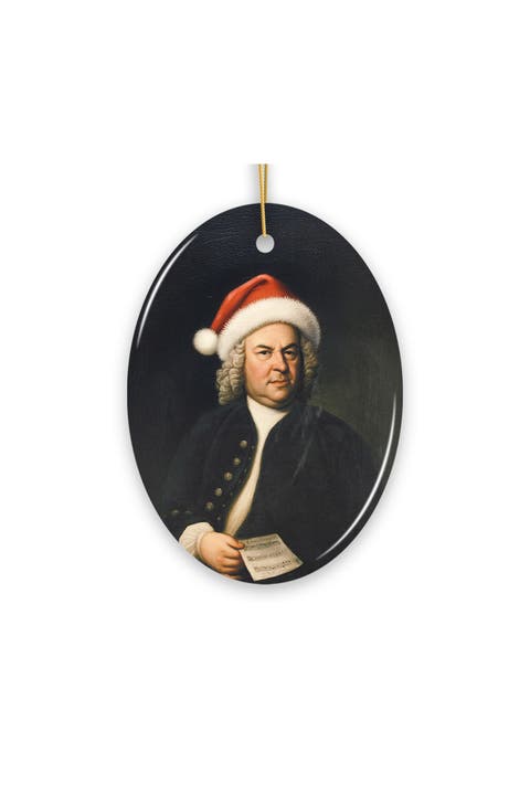Santa Bach Baroque Composer Oval Ceramic Ornament