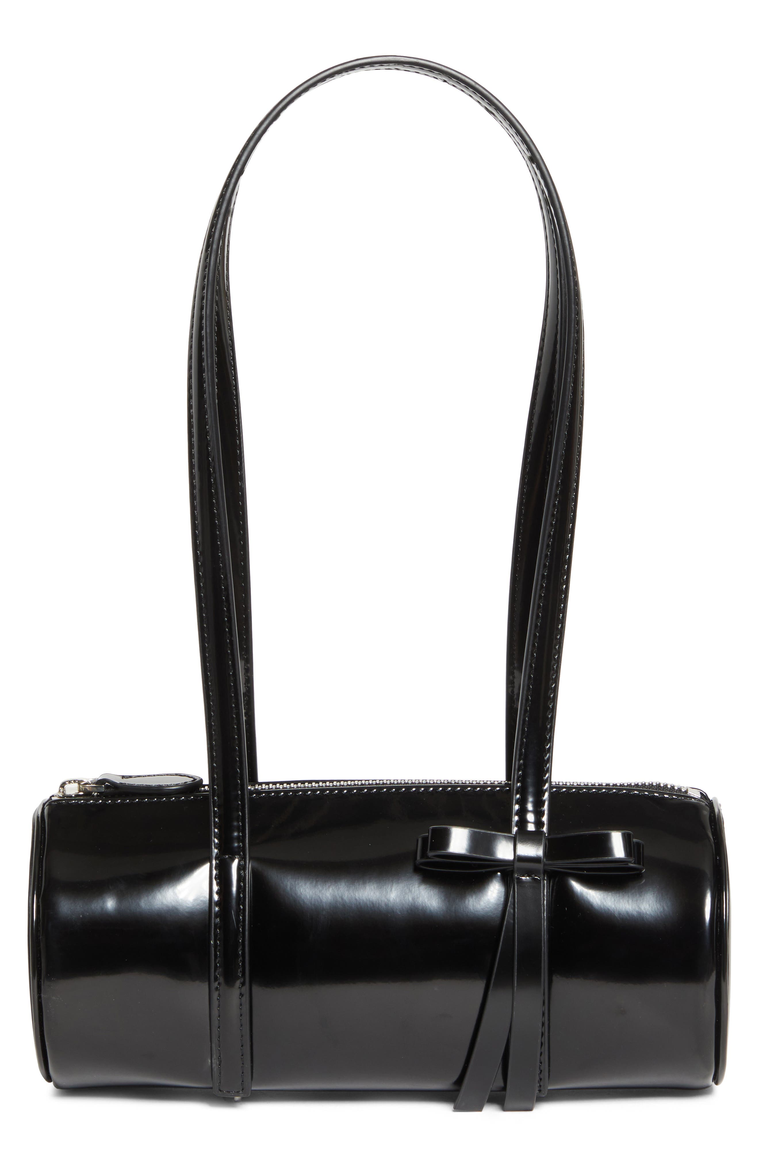 Sandy Liang Pencil Case Leather Handbag, Main, color, Black