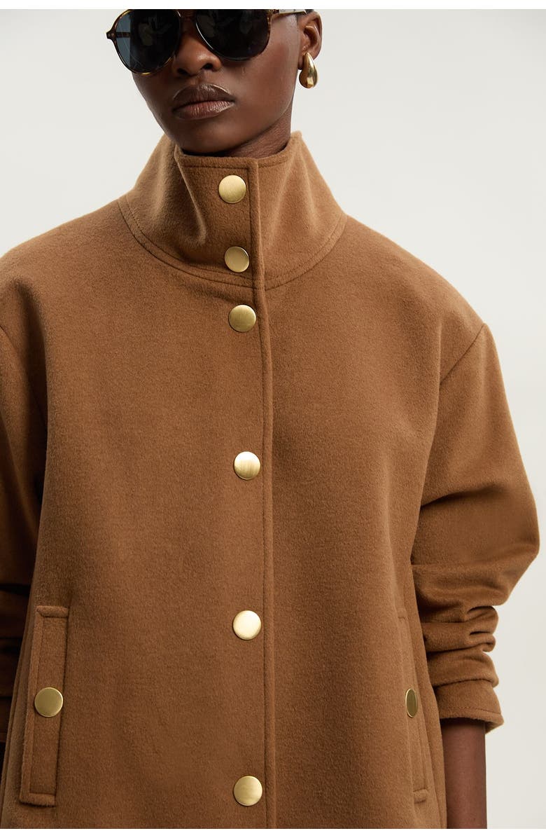 Karen Millen Brushed Wool Funnel Neck Short Coat, Alternate, color, Camel