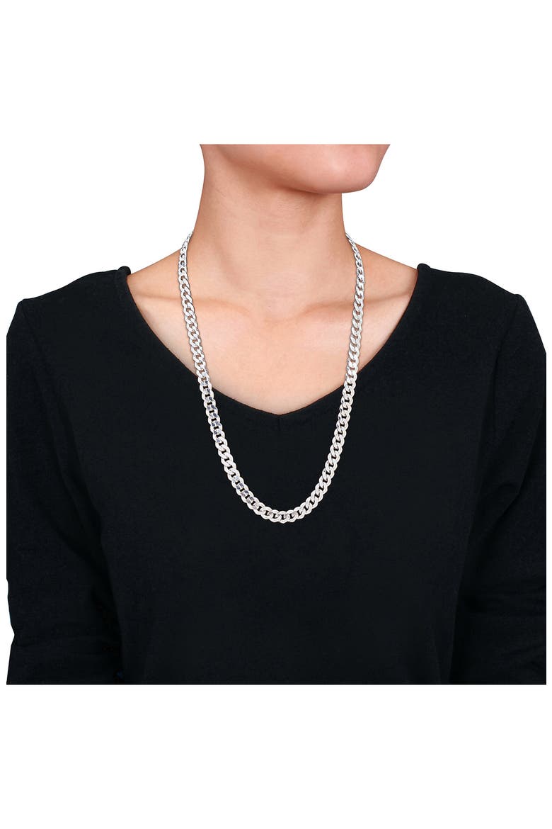 Sterling Silver Bevel Curb Chain Necklace, Alternate, color, SILVER