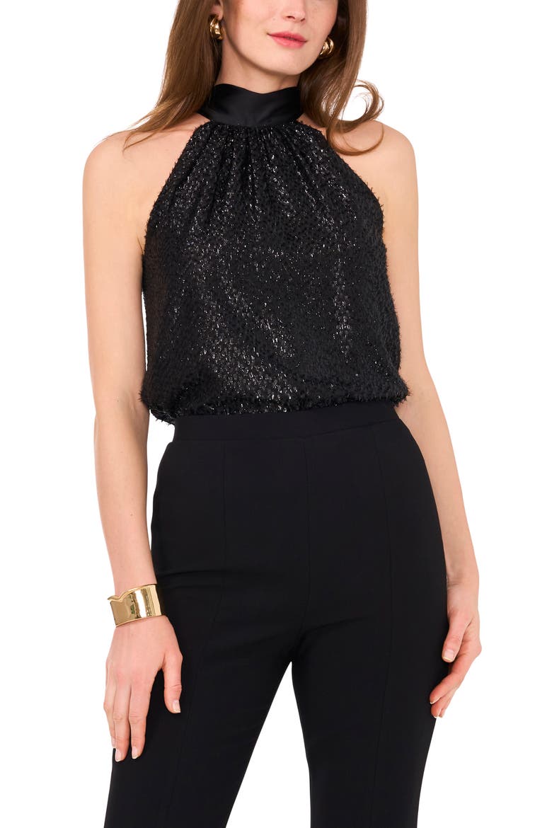 Combo Tie Back Halter Top, Main, color, RICH BLACK