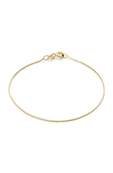 Solid Yellow Gold - Silk Chain Bracelet